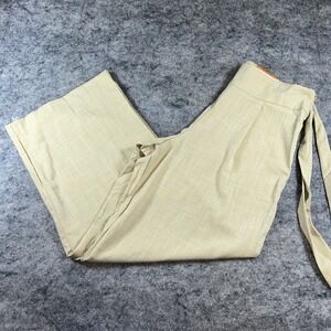 Worthington Dress Pants Women's 14 Sesame Tan Zip Belted Wide Leg Stretch Classy